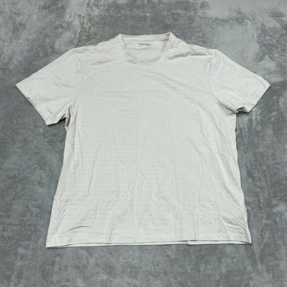 Calvin Klein Mens White XL T-Shirt Soft 100% Cotton Slim Fit Logo a1238 - Picture 1 of 8
